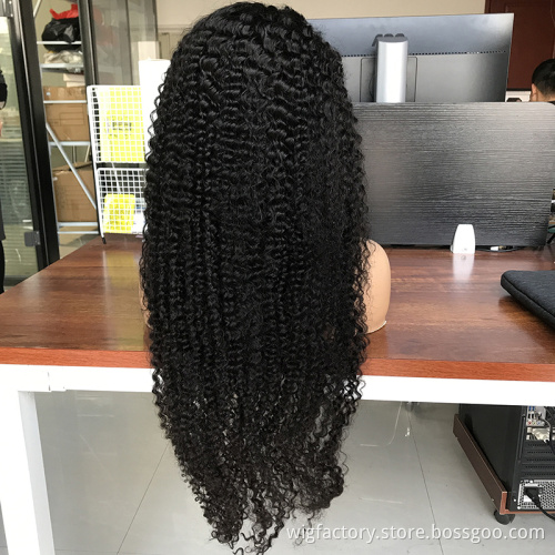 raw virgin cuticle aligned indian hair kinky curly  wig, virgin human hair lace frontal closure wig